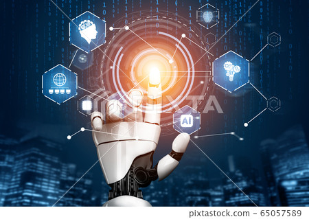 Futuristic robot artificial intelligence concept. Futuristic robot artificial intelligence concept. 65057589