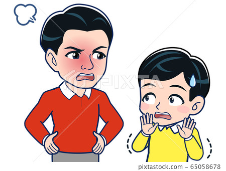 Boy scolded by dad - Stock Illustration [65058678] - PIXTA