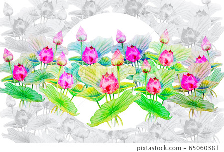 Watercolor painting on paper happy postcard. 65060381