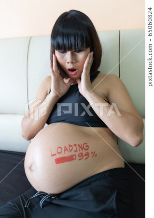 Asian pregnant woman big belly. 65060824