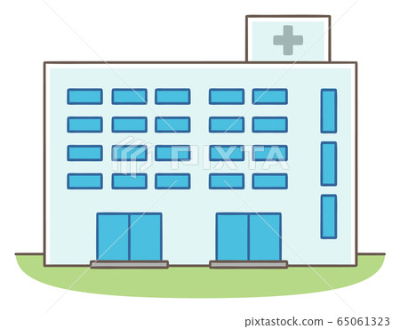 Hospital clinic illustration cute manga exterior building Hospital clinic illustration cute manga exterior building 65061323