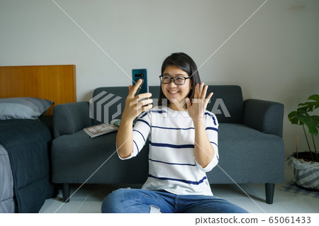 stay at home (Social distancing) beautiful woman 65061433