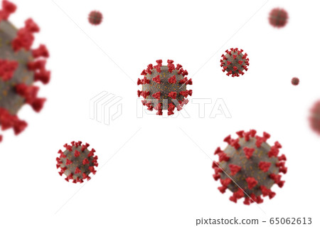 Coronavirus cells. 3D rendering. Coronavirus cells. 3D rendering. 65062613