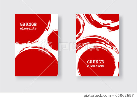 Red ink brush stroke on white background. Japanese 65062697