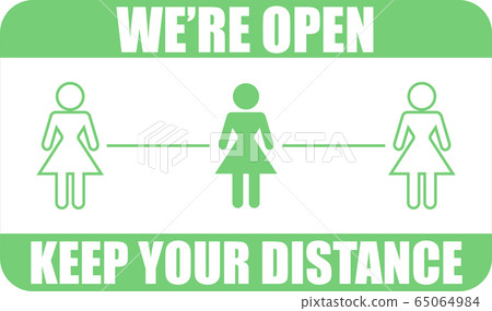 business woman sign come in we are open after quarantine coronavirus COVID-19 business woman sign come in we are open after quarantine coronavirus COVID-19 65064984