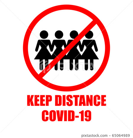 Warning woman sign keep distance between people for protect from infection of coronavirus Covid-19 Warning woman sign keep distance between people for protect from infection of coronavirus Covid-19 65064989