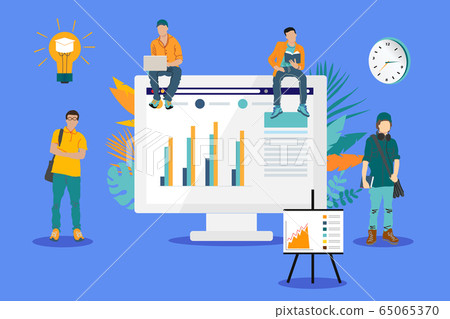Students Stand And Sit Near A Huge Monitor Stock Illustration 65065370 Pixta Manya's sat course is a comprehensive test prep program to. pixta