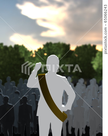 CG 3D插圖男子的領導在人們面前揮舞著熱閥 65066243