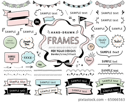 Hand-drawn illustrations Speech bubbles, frames, lines Various material sets 65066563