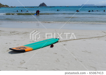 Lombok, beach, surfboard 65067413