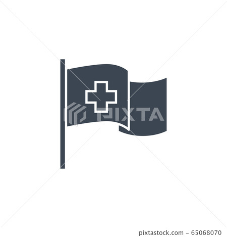 Medical Flag related vector glyph icon. 65068070