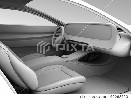 Clay rendering image of a digital dashboard of an electric sports car. 65068590