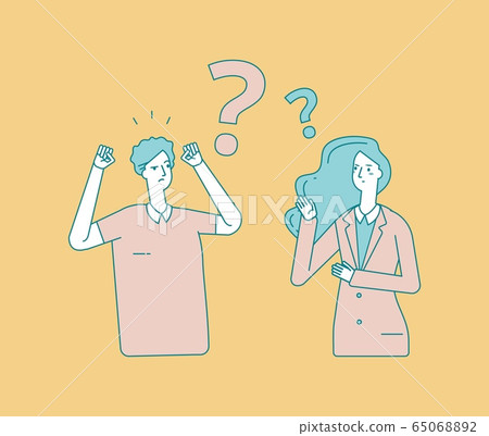 Family quarrel. Man woman arguing. Business partners looking solution or compromise. Answers to questions, scandal in couple vector illustration 65068892