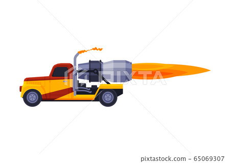 Orange Racing Truck with Flame, Fast Heavy Sport Vehicle Freight Machine Flat Vector Illustration Orange Racing Truck with Flame, Fast Heavy Sport Vehicle Freight Machine Flat Vector Illustration 65069307