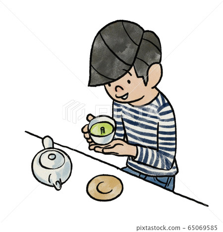 A man who is happy to find a tea pillar 65069585