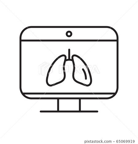 Line icon online doctor, lungs on the monitor laptop respiratory disease consultant medical protection covid 19 vector illustration coronavirus Line icon online doctor, lungs on the monitor laptop respiratory disease consultant medical protection covid 19 vector illustration coronavirus 65069919