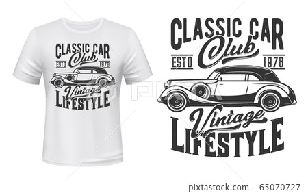 Download Retro Car T Shirt Print Mockup Vitnage Club Stock Illustration 65070727 Pixta