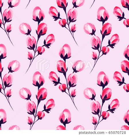 Sakura cherry blossom flowers watercolor pattern 65070728
