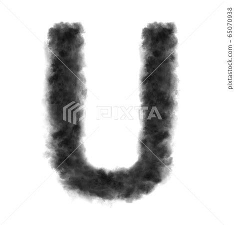 Letter U made from black clouds on a white background. 65070938