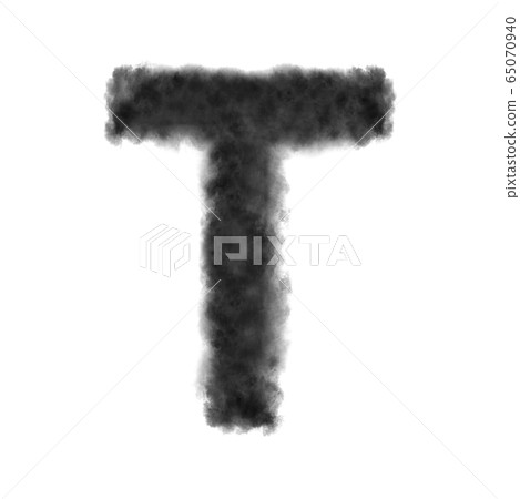 Letter T made from black clouds on a white background. 65070940