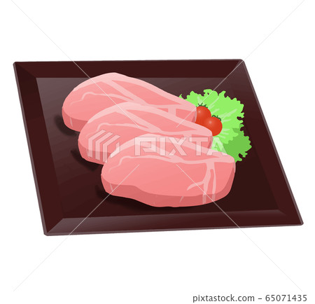 豬肉(生肉)在盤子上的插圖 豬肉(生肉)在盤子上的插圖 65071435