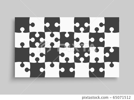 Vector background black piece puzzle frame jigsaw - Stock Illustration