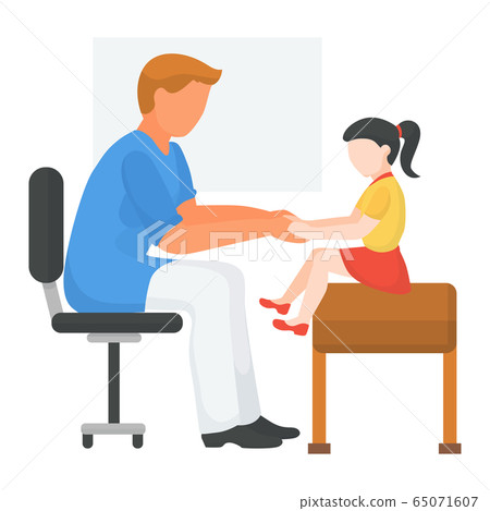 Doctor with child at hospital, health medical examination, vector illustration. Kid at physician appointment, patient treatment. 65071607