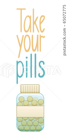 Take your pills lettering with fish oil pills bottle decoration 65072775