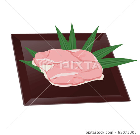 雞大腿在盤子上的成分的插圖 65073303