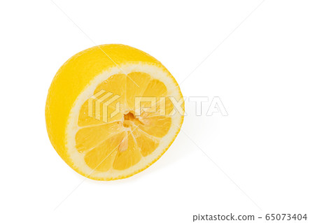 half yellow lemon on white 65073404