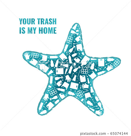 Starfish plastic trash planet pollution concept Starfish plastic trash planet pollution concept 65074144