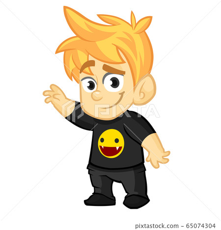 Cartoon young boy rock-n-roll fan. Vector - Stock Illustration [65074304] -  PIXTA