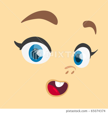 Cartoon girl exciting. Cute cartoon vector girl 65074374