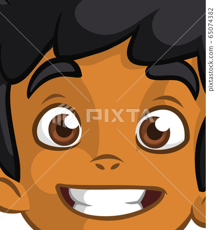 Happy cartoon afro-american or arab boy face. 65074382