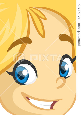 Cartoon cute blond girl face avatar. Vector girl 65074389