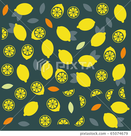 Lemon or lime citrus vector fun seamless pattern 65074679