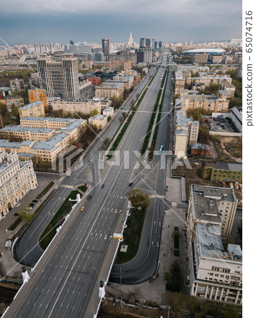 Empty Moscow streets during the quarantine lockdown in April 2020 Empty Moscow streets during the quarantine lockdown in April 2020 65074716