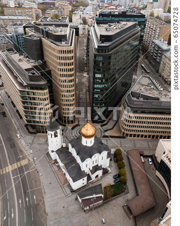 Empty White Square in Moscow during the quarantine lockdown in April 2020 65074728