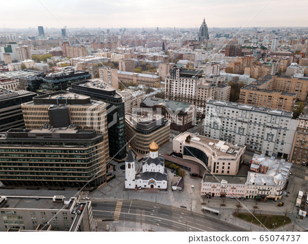 Empty White Square in Moscow during the quarantine lockdown in April 2020 65074737