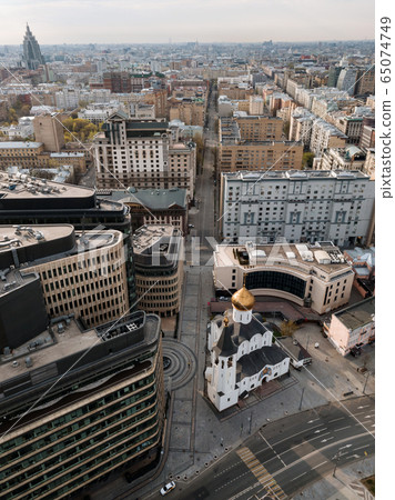 Empty White Square in Moscow during the quarantine lockdown in April 2020 65074749