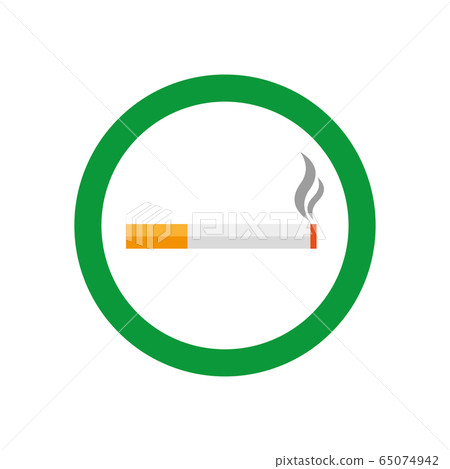 Smoking area vector and smoke icon in green circle Smoking area vector and smoke icon in green circle 65074942