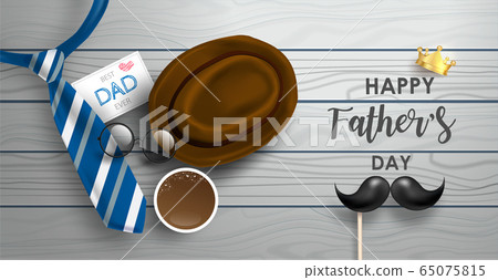 Father Day. Happy Father S Day. Dad with Hat, Mustache and Glasses