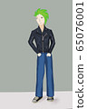 punk teenager boy in leather jacket drawing isolated on gray background with copyspace 65076001