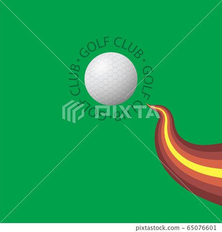 Golf Ball Icon and Golf Club text Isolated on Green Background Golf Ball Icon and Golf Club text Isolated on Green Background 65076601