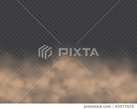 Dust cloud, road dirt, brown sandstorm explosion in desert concept. 65077029