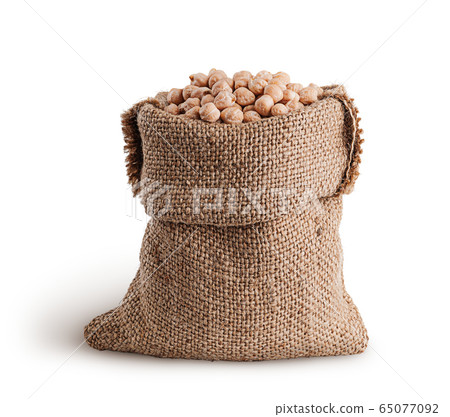 Dry chickpeas in a sack Dry chickpeas in a sack 65077092