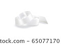 Blank white rolled silk ribbon mock up, front view 65077170