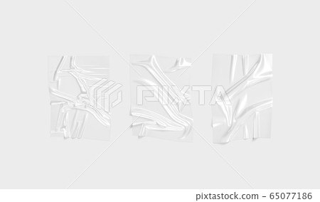 Blank transparent plastic foil wrap overlay mockup, gray background Blank transparent plastic foil wrap overlay mockup, gray background 65077186