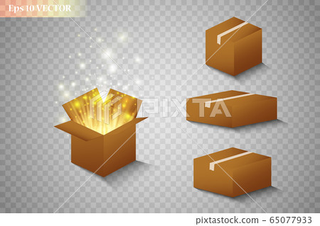 Magic gift box on a transparent background, magic for Christmas and New Year, birthday, illustrations, gift, postcard, congratulation, vector graphics. Magic gift box on a transparent background, magic for Christmas and New Year, birthday, illustrations, gift, postcard, congratulation, vector graphics. 65077933