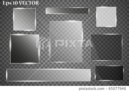 Glass plates are installed. Vector glass banners on a transparent background. Glass. Glass paintings. Color frames. Glass plates are installed. Vector glass banners on a transparent background. Glass. Glass paintings. Color frames. 65077948
